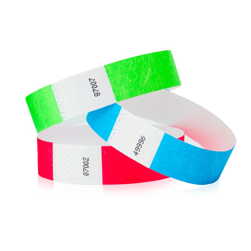 3/4 inch Tyvek wristbands solid colors – economical event wristbands for crowd control and single-day entry