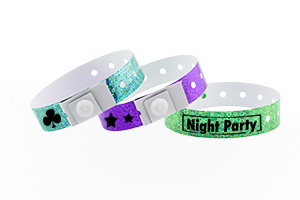 Custom plastic holographic wristbands – reflective multi-day event bands with snap closure