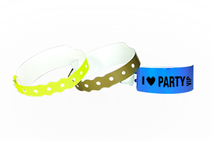 Wide face custom plastic wristbands with extra print space for logos and VIP identification