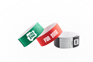 3/4 inch custom Tyvek® paper wristbands, litter-free style with tamper-evident adhesive closure for secure venue entry