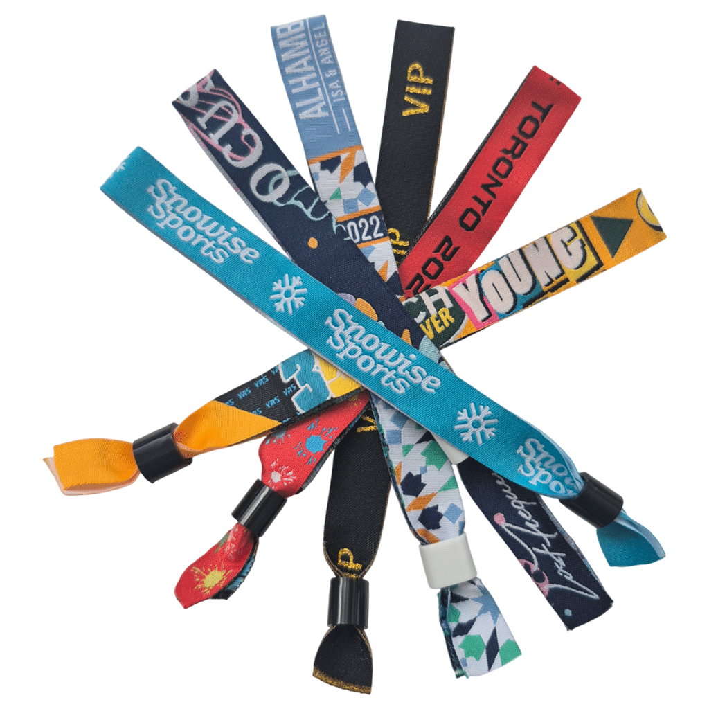 Custom woven cloth wristbands – premium festival fabric wristbands with adjustable closures for secure multi-day events