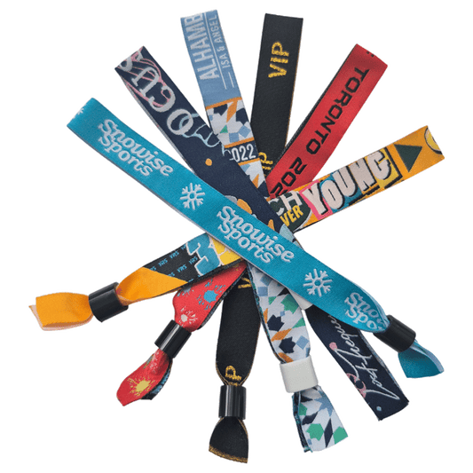 Custom woven cloth wristbands – premium festival fabric wristbands with adjustable closures for secure multi-day events