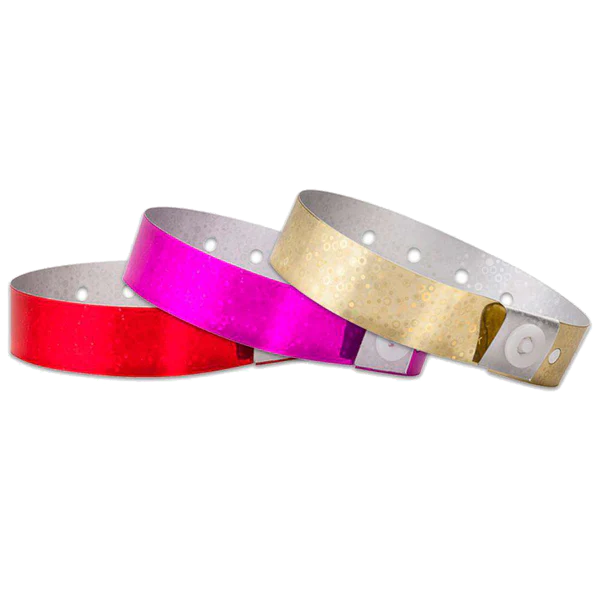 Plastic holographic wristbands – reflective multi-day wristbands for VIP and premium events