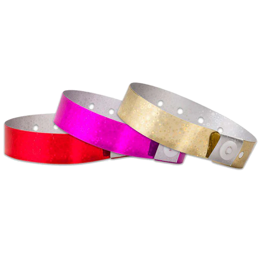 Plastic holographic wristbands – reflective multi-day wristbands for VIP and premium events