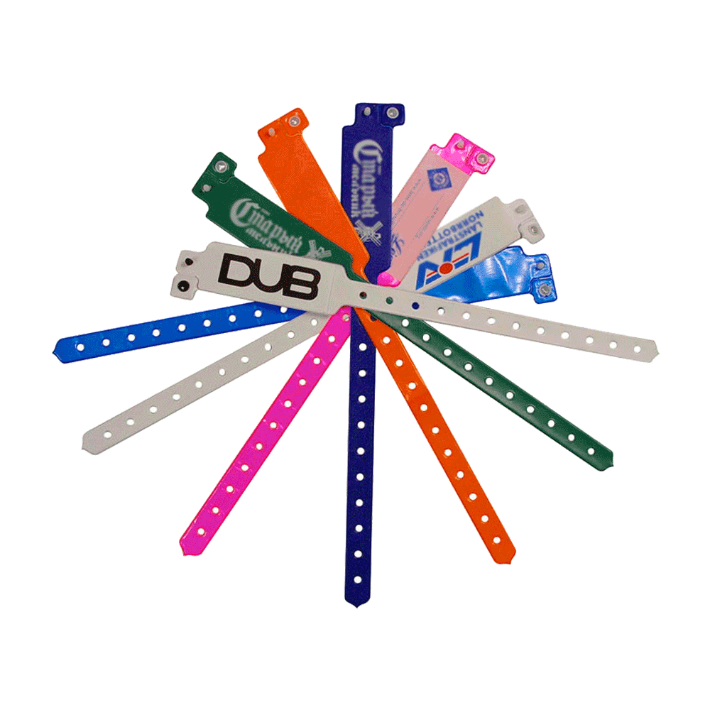 Plastic RFID wristbands in assorted colors for secure access control, waterproof multi-day wear with snap closure for venues, resorts, and waterparks