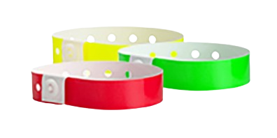 Stock plastic wristbands with snap closure for multi-day admissions, re-entry control, and durable event identification