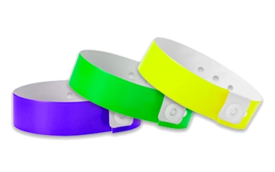 Vinyl L-shape wristbands – strong waterproof plastic wristbands for venues and multi-day events