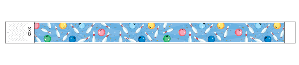 Bowling Fun (Blue Full Color) - 3/4" Tyvek® Wristbands