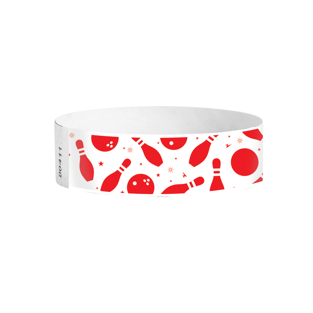 Bowling Fun Tyvek wristbands – fun bowling-ball patterned wristbands for events and celebrations