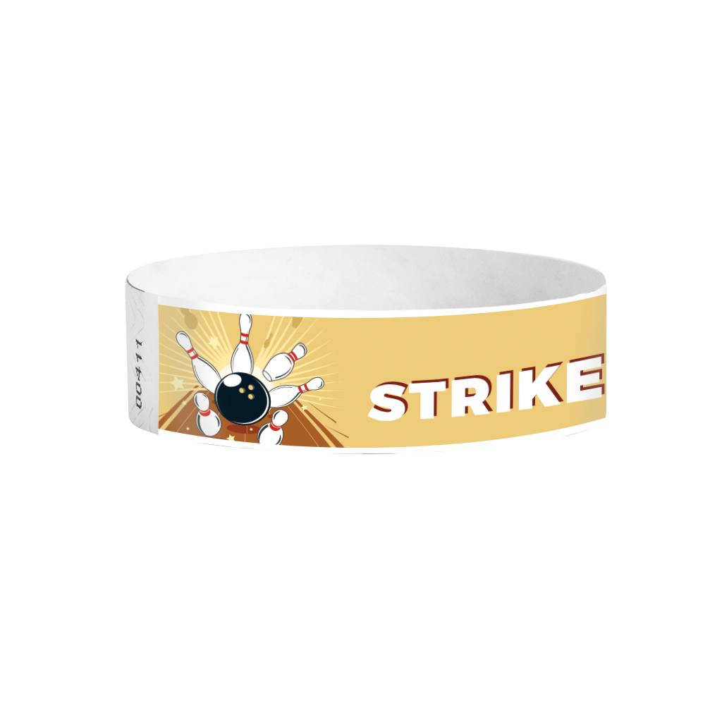 Bowling Retro pattern Tyvek wristbands – vintage bowling-themed event wristbands for parties and venues