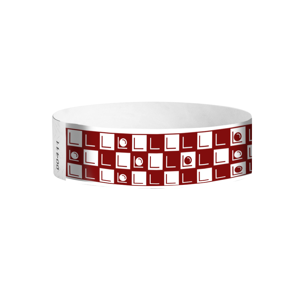 Checkers pattern Tyvek wristbands – red checkered wristbands for events and parties
