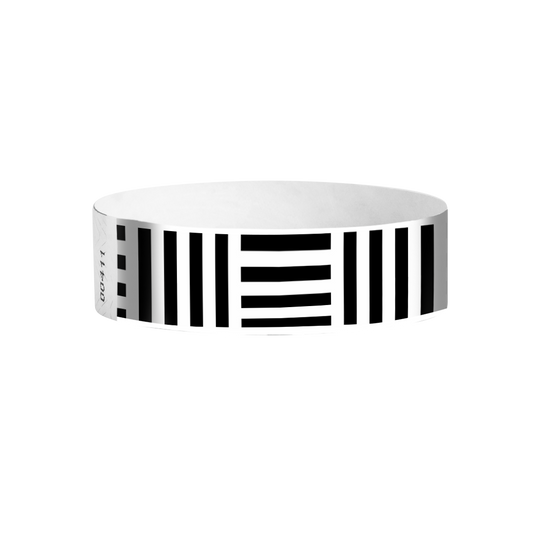 Cipher Stripes Tyvek wristbands – barcode-style striped Tyvek event wristbands