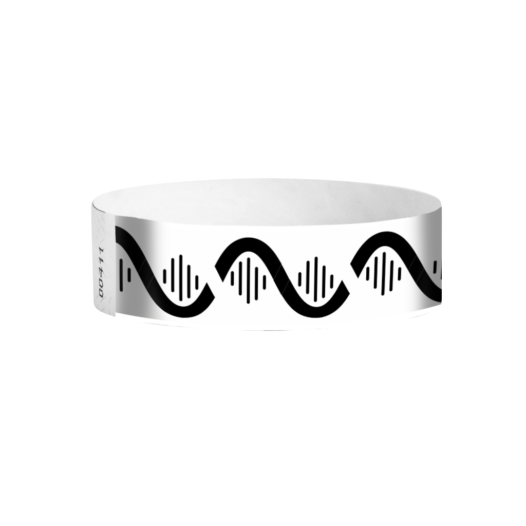 Coil Tyvek wristbands – black swirl pattern wristbands for events and venues