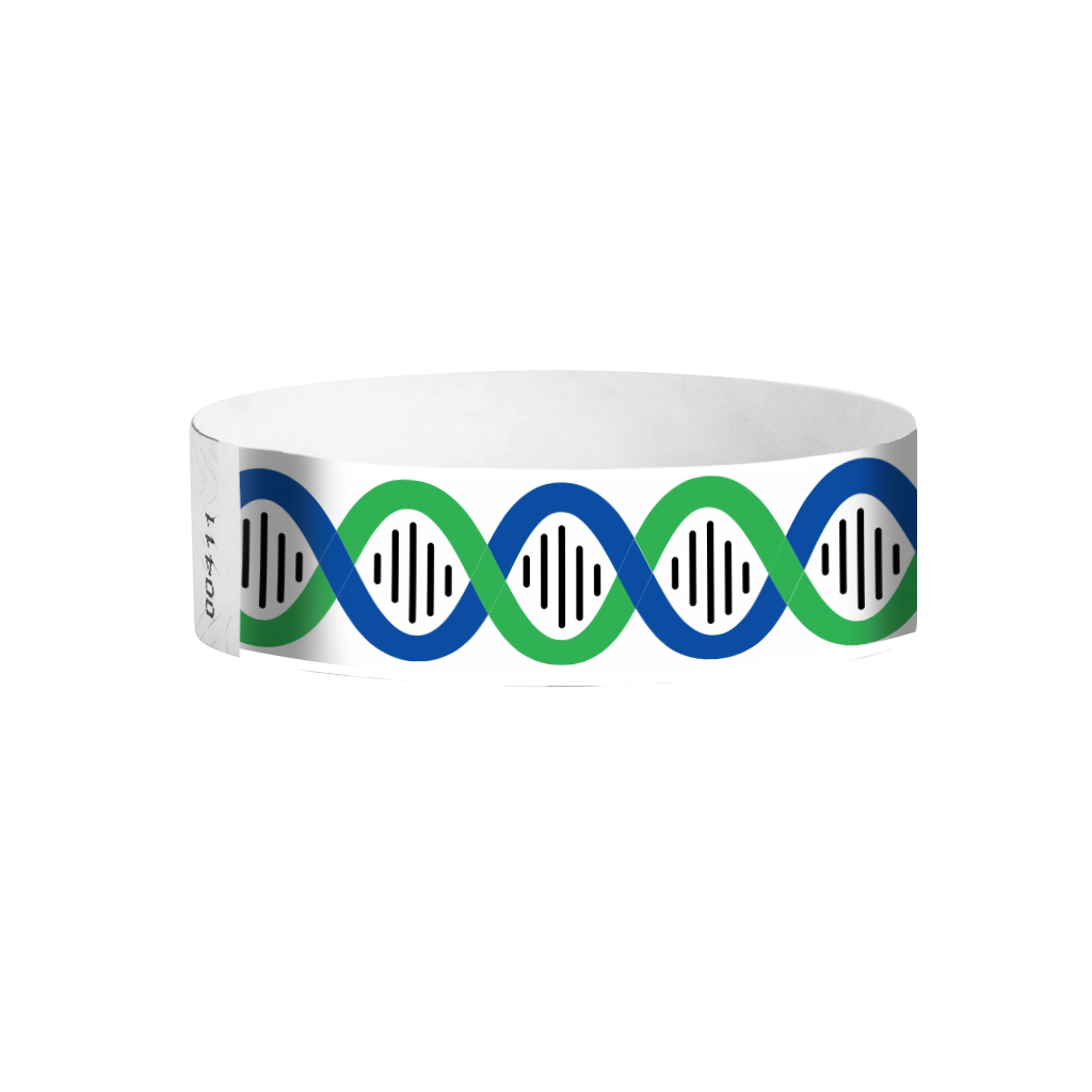 Coil blue and green pattern Tyvek wristbands – two-tone swirl wristbands for events