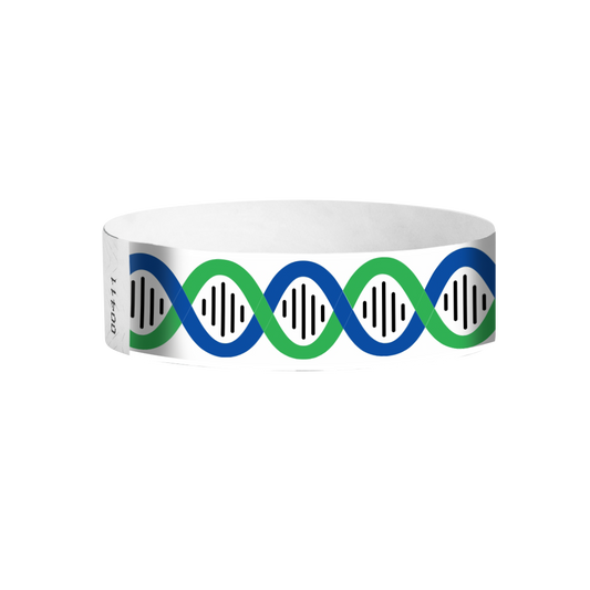 Coil blue and green pattern Tyvek wristbands – two-tone swirl wristbands for events
