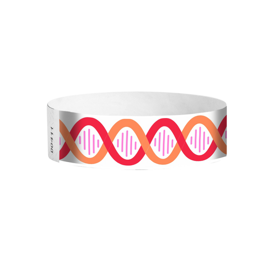 Coil red and orange Tyvek wristbands – colourful swirl pattern event wristbands