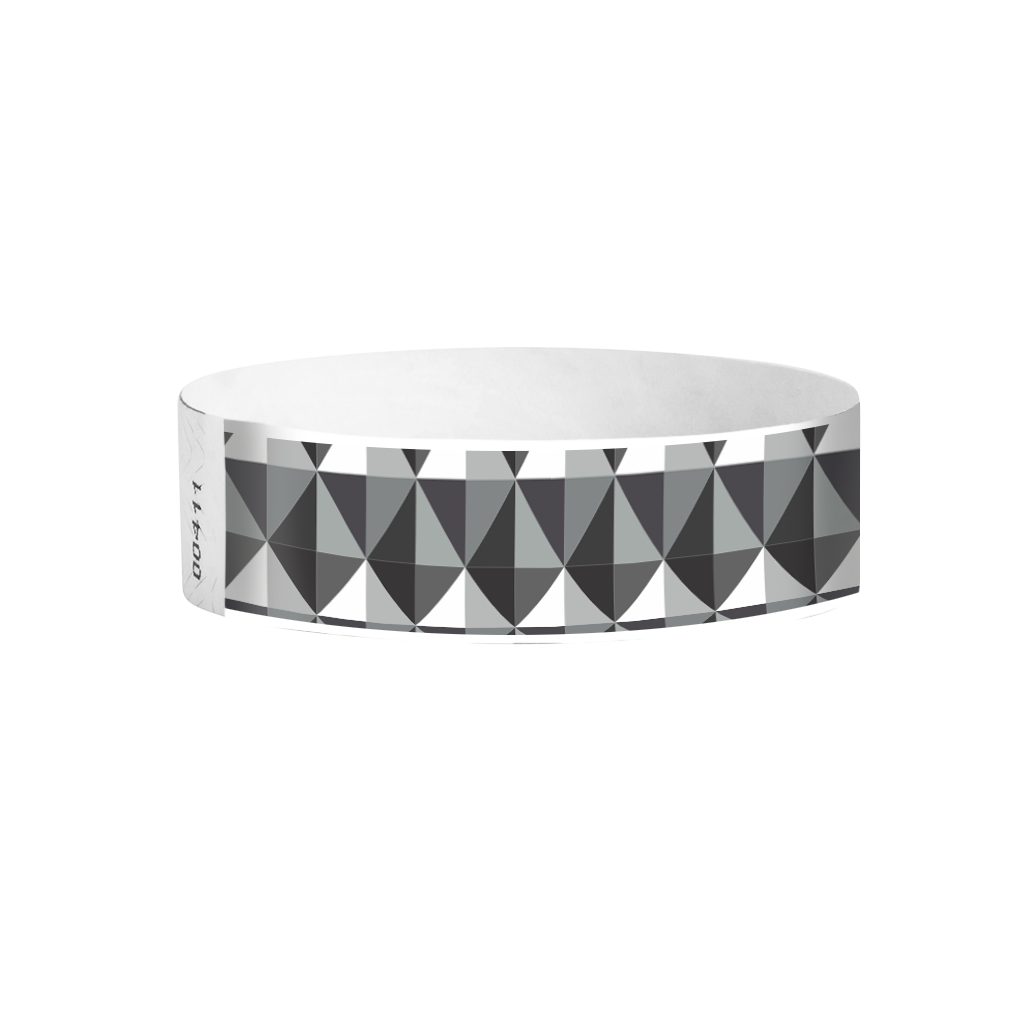 Geometric Diamonds black and gray pattern Tyvek wristbands