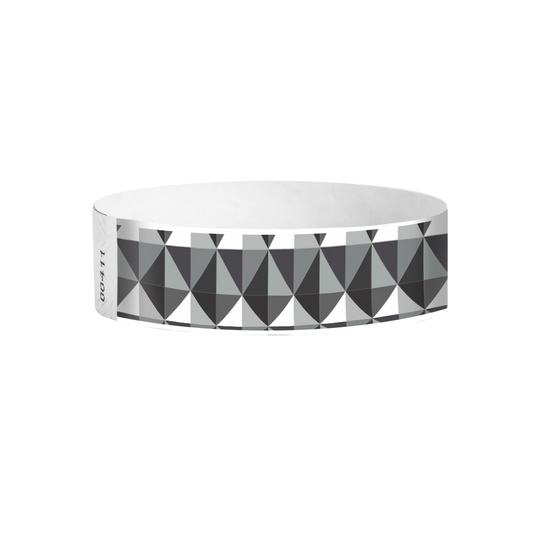 Geometric Diamonds black and gray pattern Tyvek wristbands