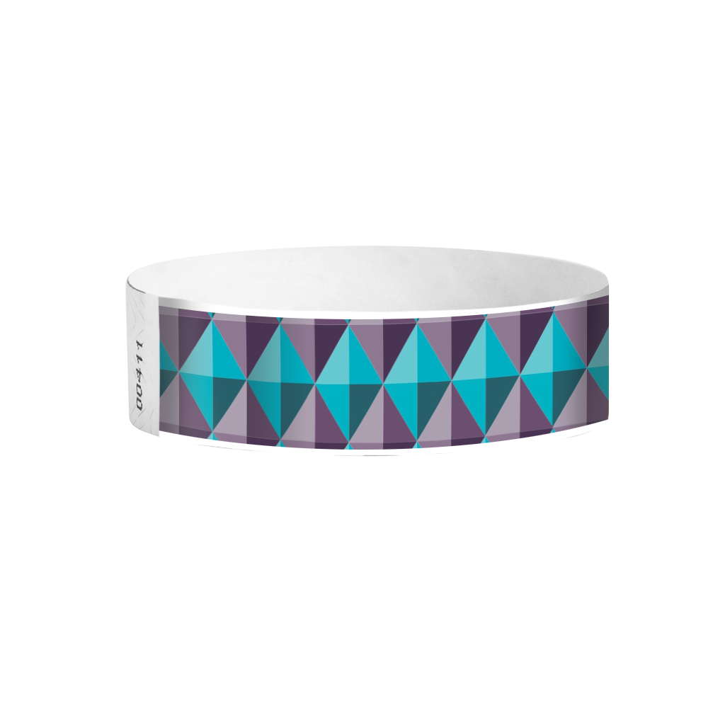 Geometric Diamonds blue and purple pattern Tyvek wristbands