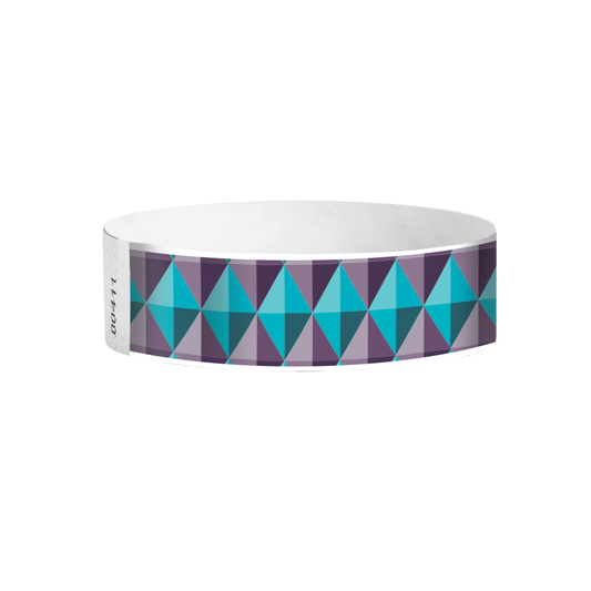 Geometric Diamonds blue and purple pattern Tyvek wristbands