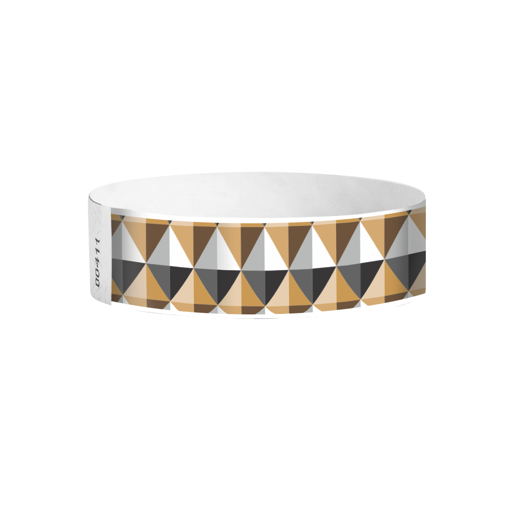 Geometric Diamonds gold and black Tyvek wristbands – premium luxury pattern event bands