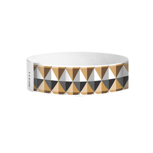 Geometric Diamonds gold and black Tyvek wristbands – premium luxury pattern event bands