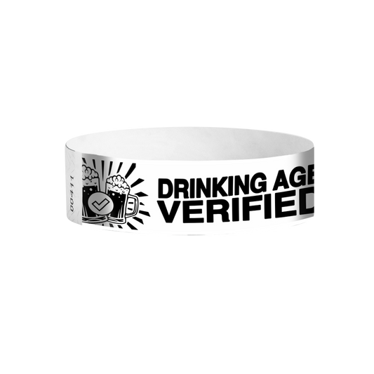 Drinking Age Verified beer glass pattern Tyvek wristbands – age check event wristbands