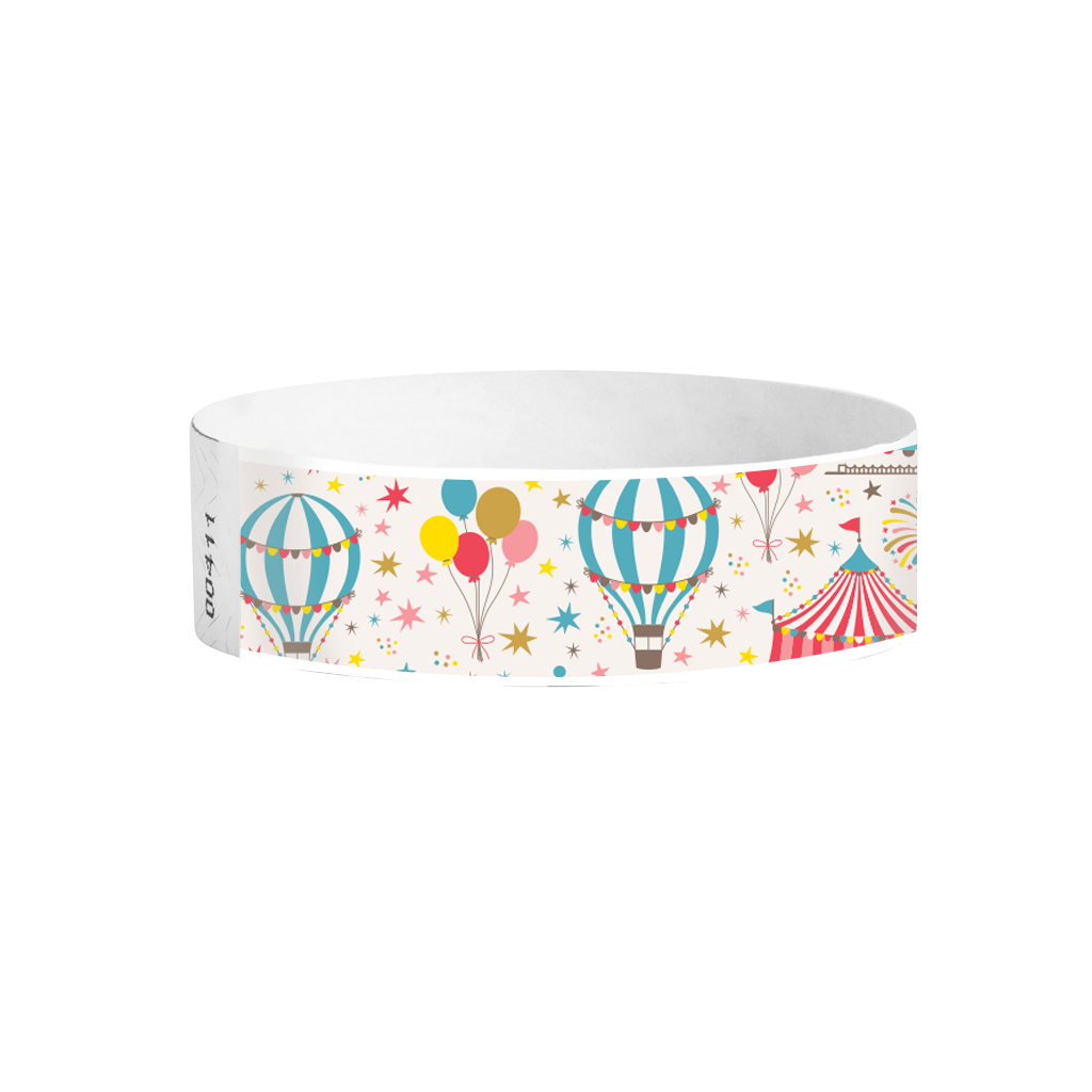 Festivals Big Top full-color pattern Tyvek wristbands – colourful circus wristbands