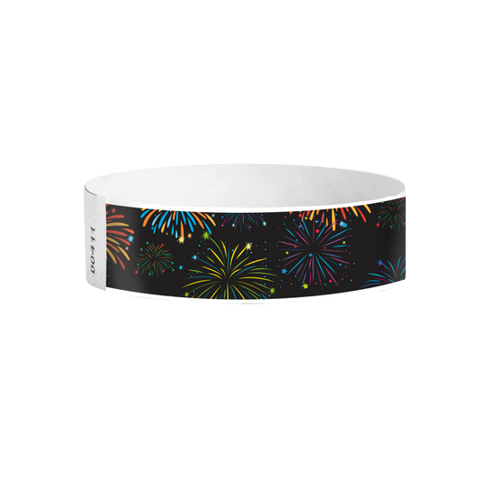 Fireworks Tyvek wristbands – night sky fireworks pattern for celebrations and festivals