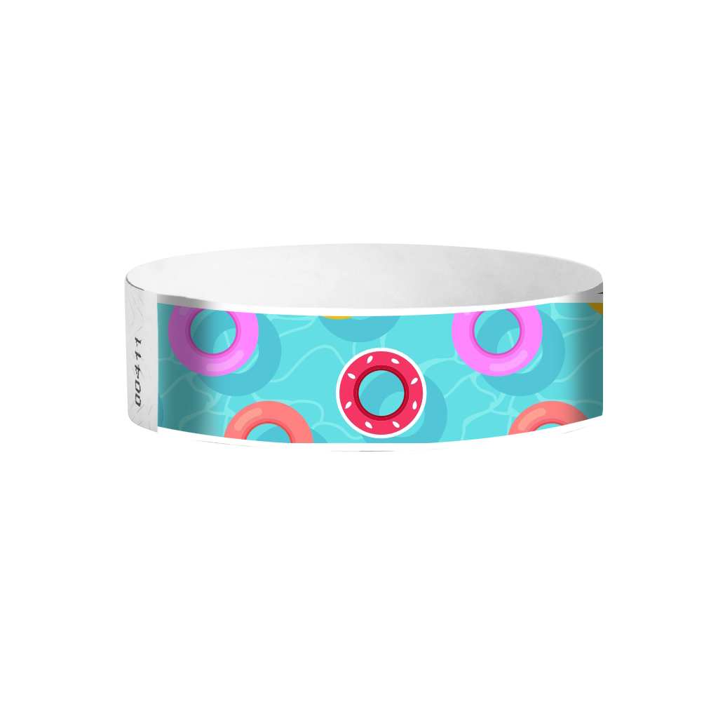 Floaties pattern Tyvek wristbands – aquatic-themed wristbands for pools, beaches, and summer events