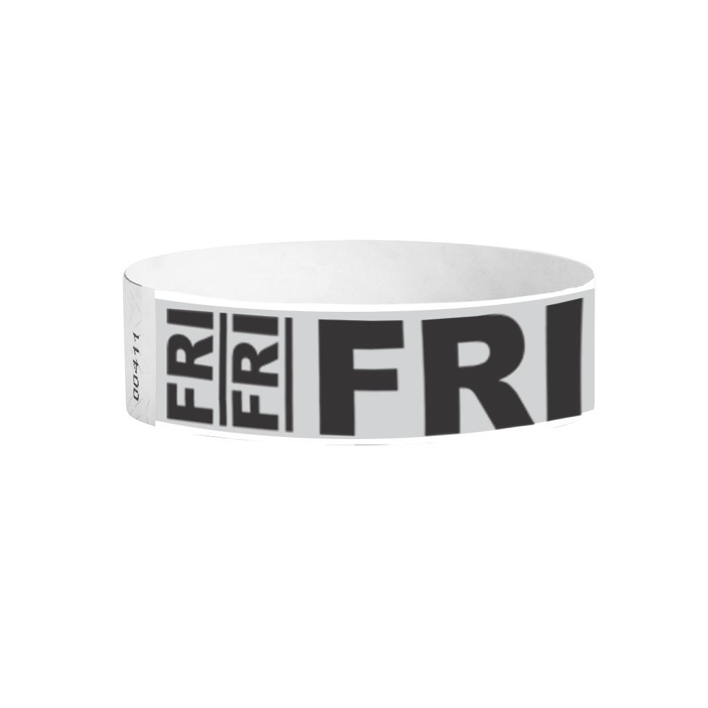 Friday pattern Tyvek wristbands – grey day-of-the-week event wristbands