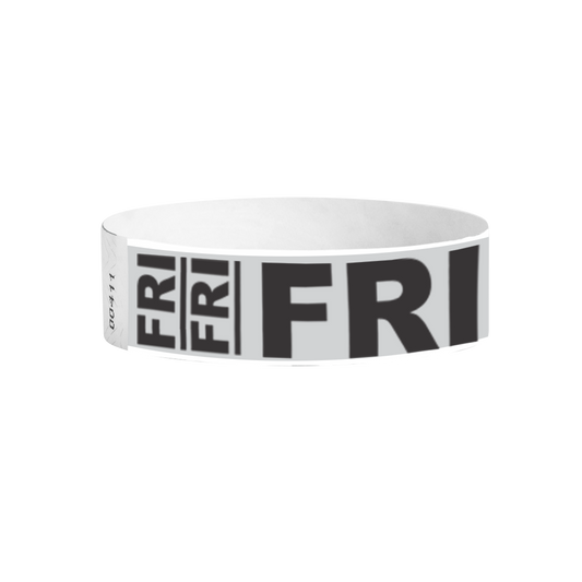 Friday pattern Tyvek wristbands – grey day-of-the-week event wristbands