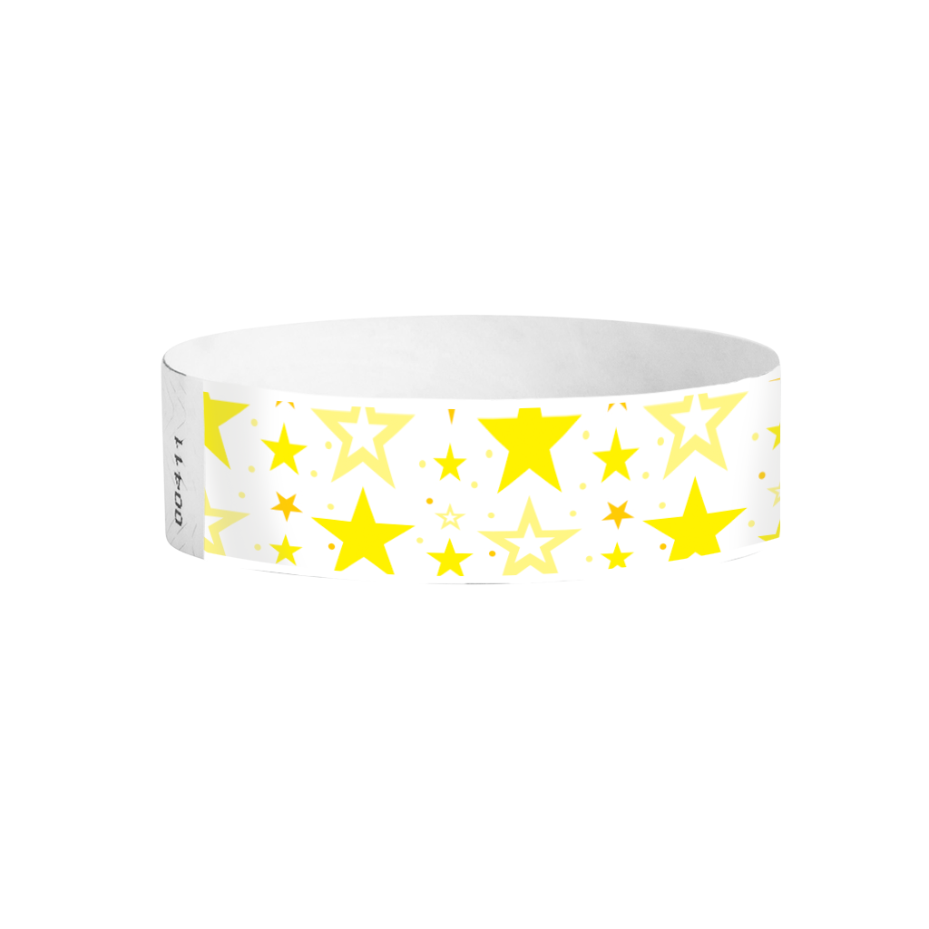 Galaxy Stars Tyvek wristbands – yellow star-pattern event wristbands for parties
