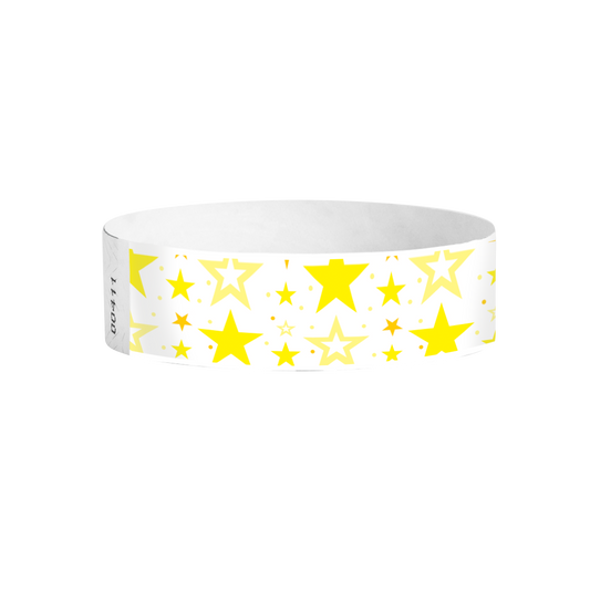 Galaxy Stars Tyvek wristbands – yellow star-pattern event wristbands for parties