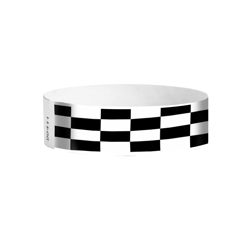 Gridlock Stripes Tyvek wristbands – checkered stripe wristbands for crowd control