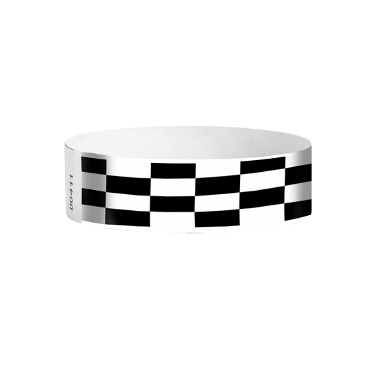Gridlock Stripes Tyvek wristbands – checkered stripe wristbands for crowd control