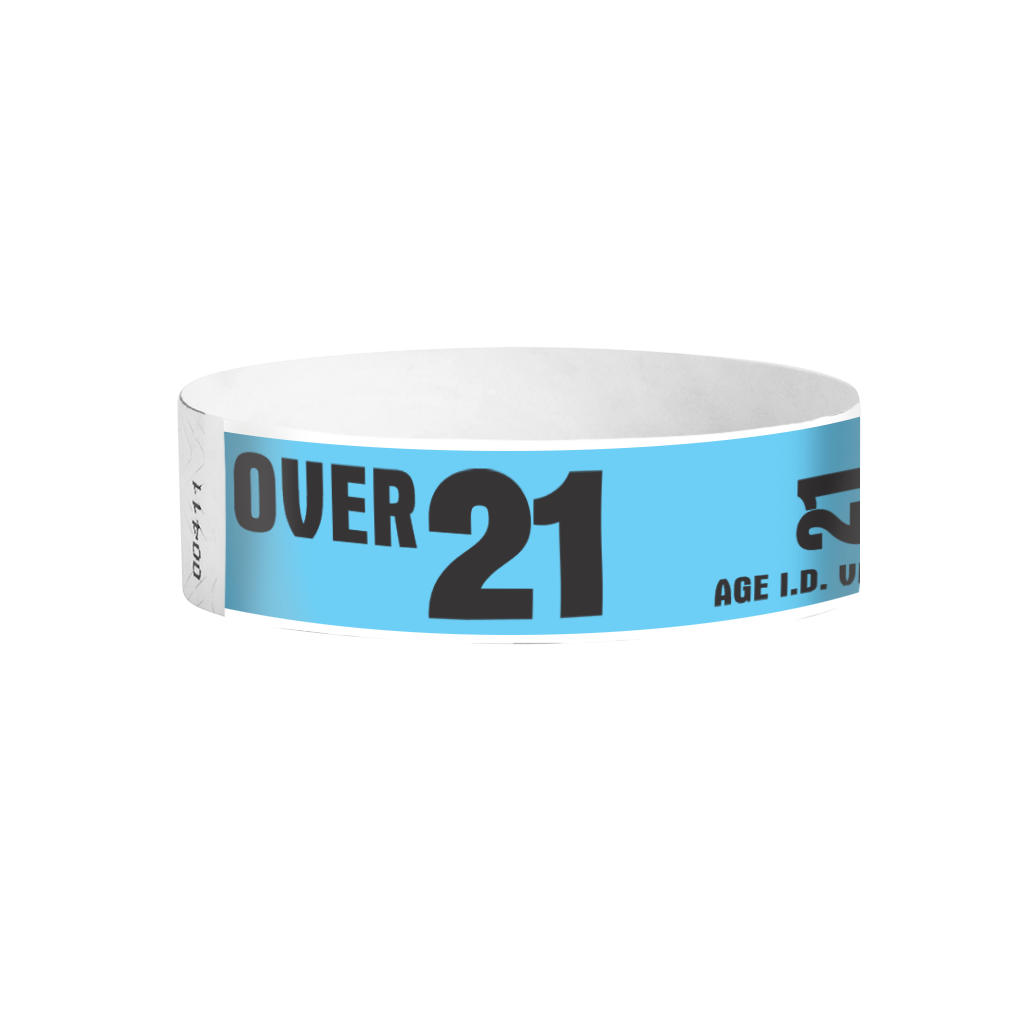 Over 21 pattern Tyvek wristbands – age verification event wristbands for bars and licensed venues