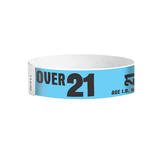 Over 21 pattern Tyvek wristbands – age verification event wristbands for bars and licensed venues