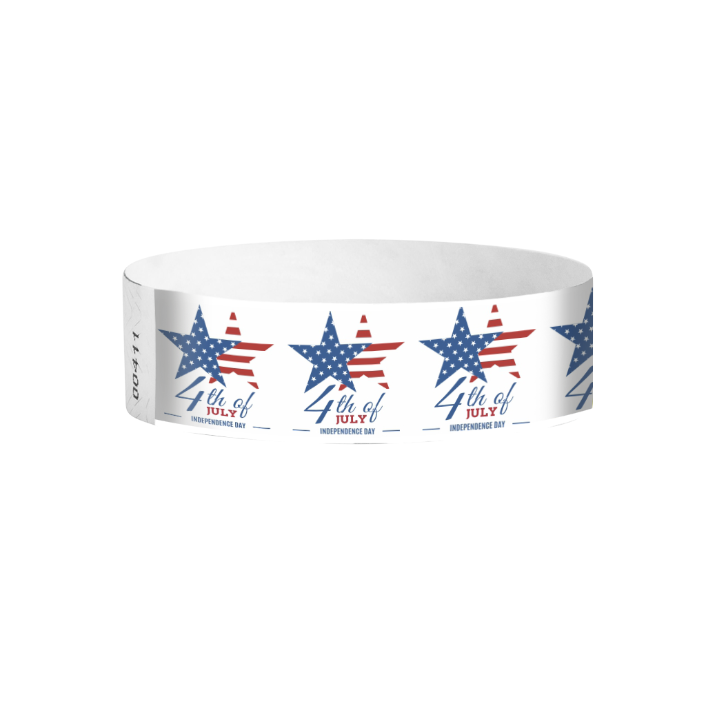 Patriot Star “4th of July” Tyvek® Wristbands (3/4") – Full Color