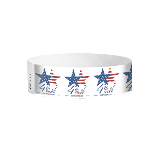 Patriot Star “4th of July” Tyvek® Wristbands (3/4") – Full Color