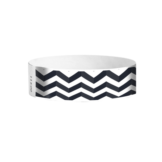 Pulse pattern Tyvek wristbands – zigzag heartbeat-style event wristbands for festivals and clubs