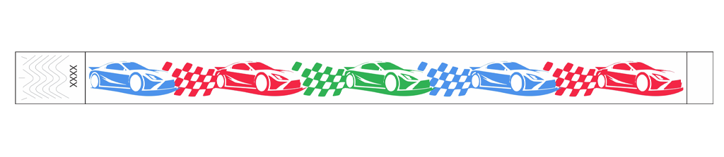 Race Day Racecar (Full Color) - 3/4" Tyvek® Wristbands