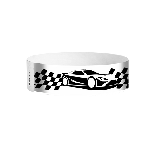 Race Day racecar Tyvek wristbands – checkered flag pattern for race-themed events
