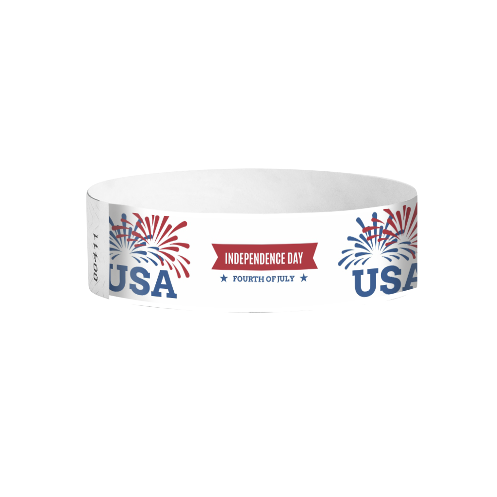 Red, White & Boom Tyvek® Wristbands (3/4") – Full Color | Independence Day
