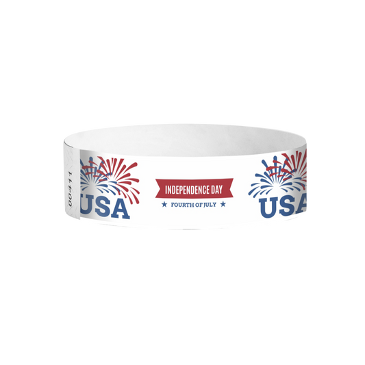 Red, White & Boom Tyvek® Wristbands (3/4") – Full Color | Independence Day