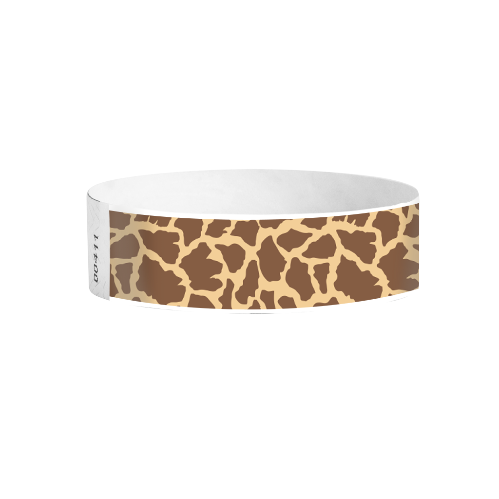 Savanna Tyvek wristbands – giraffe-spot pattern wristbands for themed events