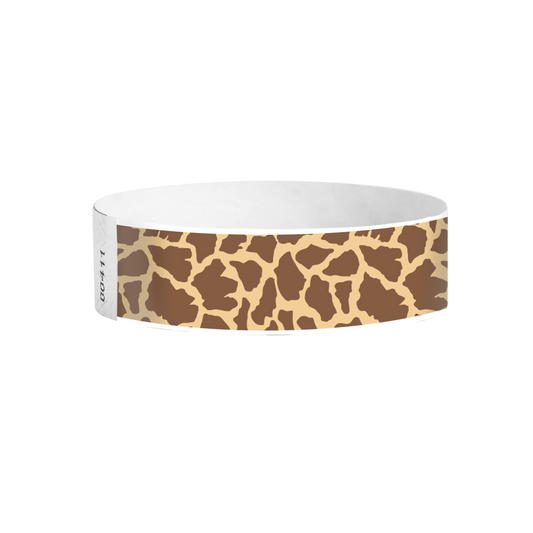 Savanna Tyvek wristbands – giraffe-spot pattern wristbands for themed events