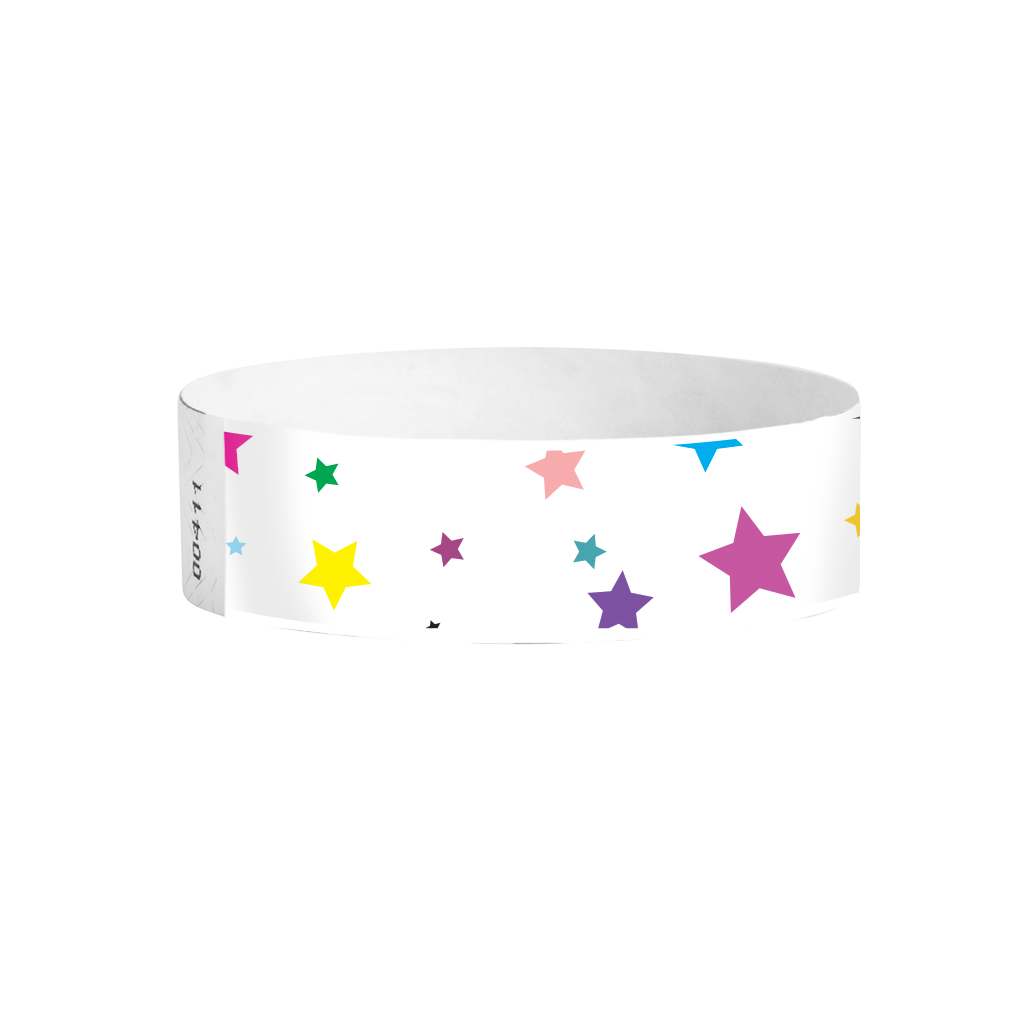 Stars pattern Tyvek wristbands – multicolour star-pattern wristbands for events
