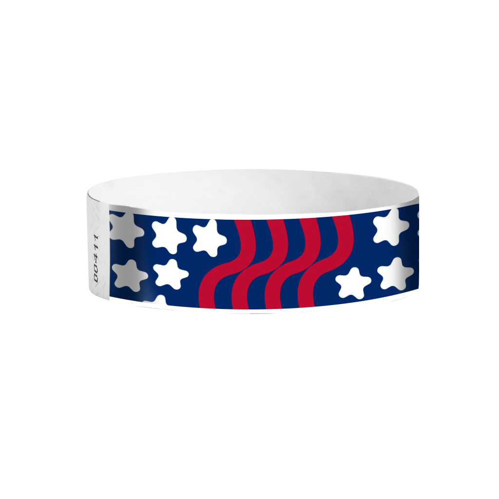 USA Stars & Stripes Tyvek® Wristbands (3/4") – Full Color (Navy Background)