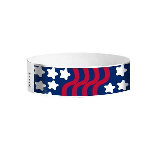 USA Stars & Stripes Tyvek® Wristbands (3/4") – Full Color (Navy Background)